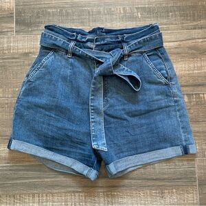 Fashion Nova High Rise Paperbag Tie Waist Denim Shorts